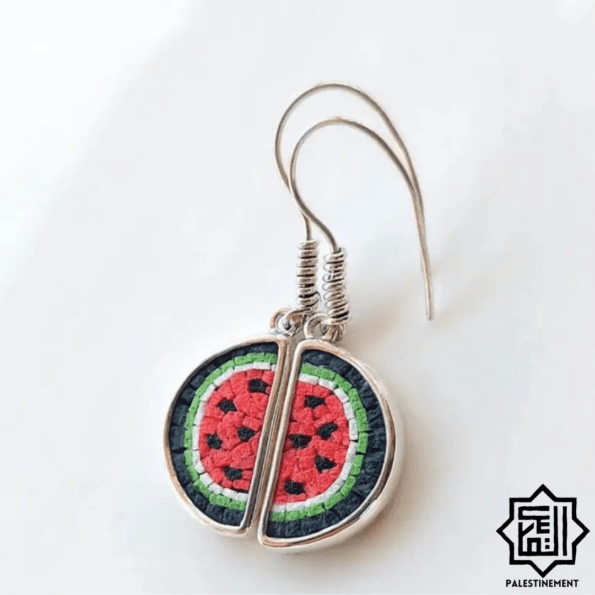 Boucles d'oreilles: pastèque en mini-mosaïques