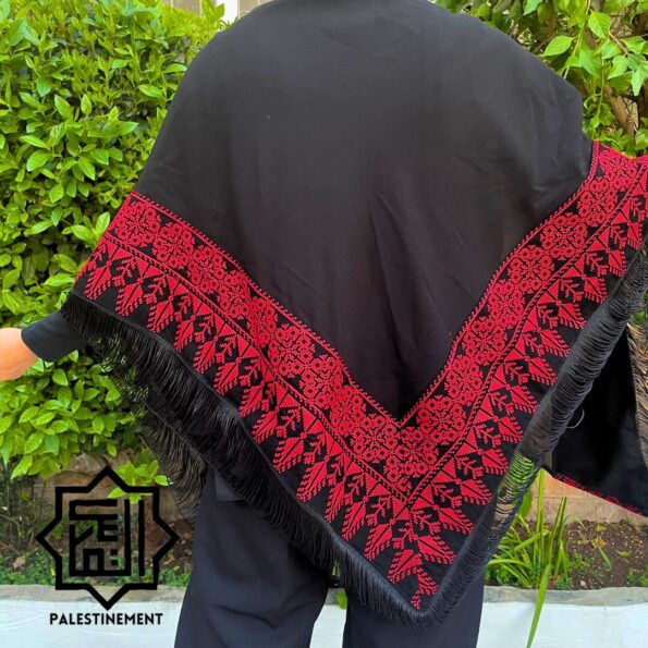 Black shawl with red embroidery