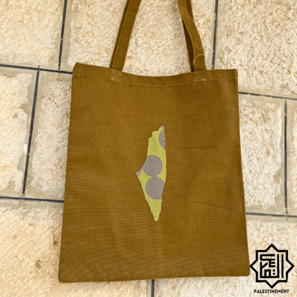 Tote Bag Artisanal Khaki – Broderie Palestinienne Traditionnelle par Sarah