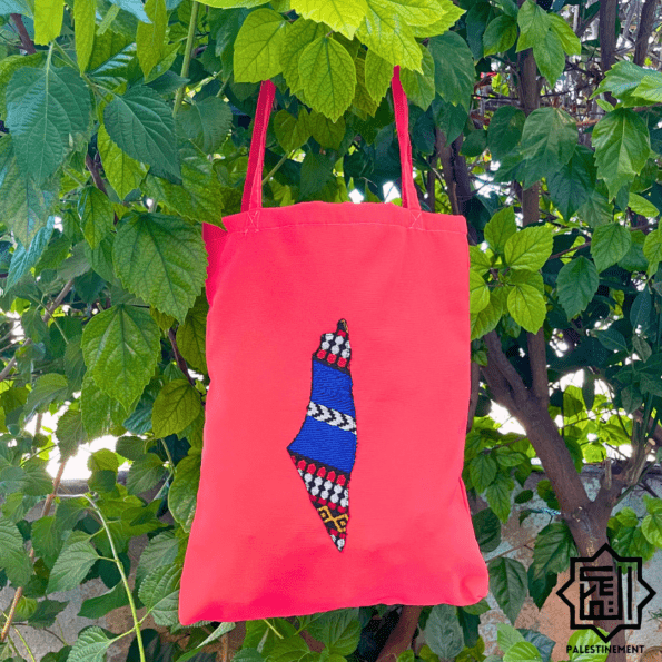 Tote Bag Artisanal Rose Orangé – Broderie Palestinienne Traditionnelle par Sarah