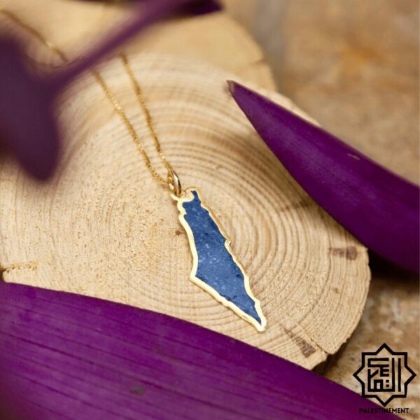 Palestine Map Pendant in Lapis - Image 2