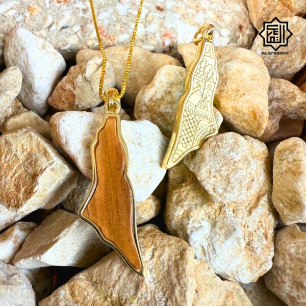 Pendant Palestine Map with Bethlehem Olive Wood - Image 2