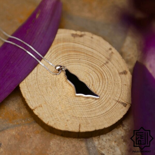Palestine Map Necklace in Onyx - Image 2