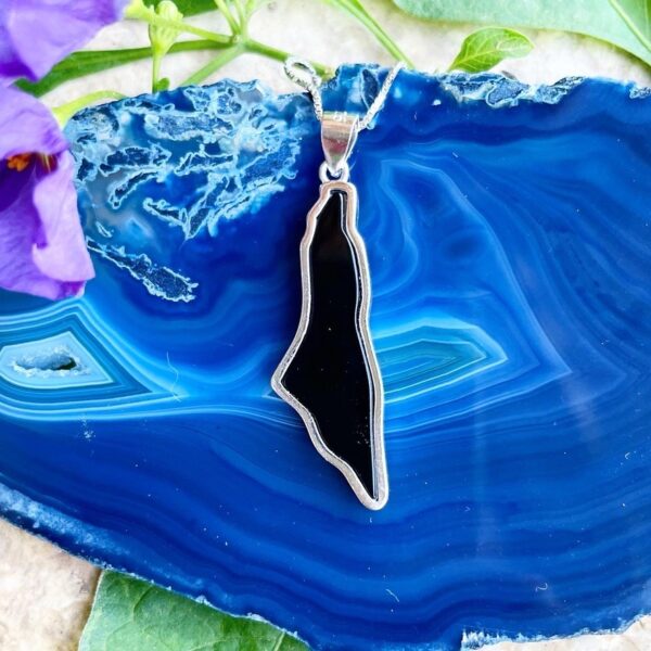 Palestine Map Necklace in Onyx - Image 3