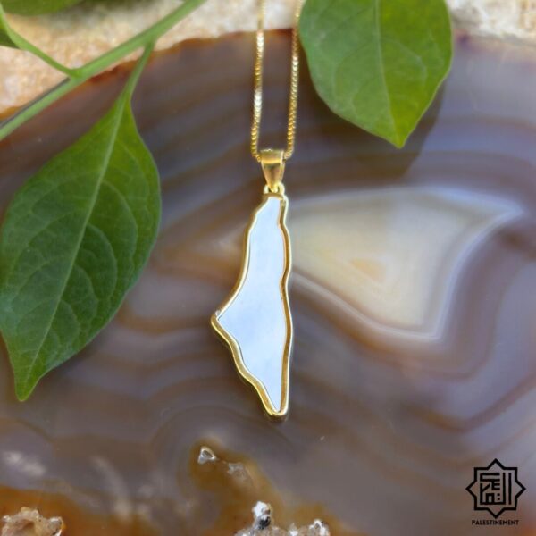 Palestine Map Necklace in Mother of Pearl - Image 2