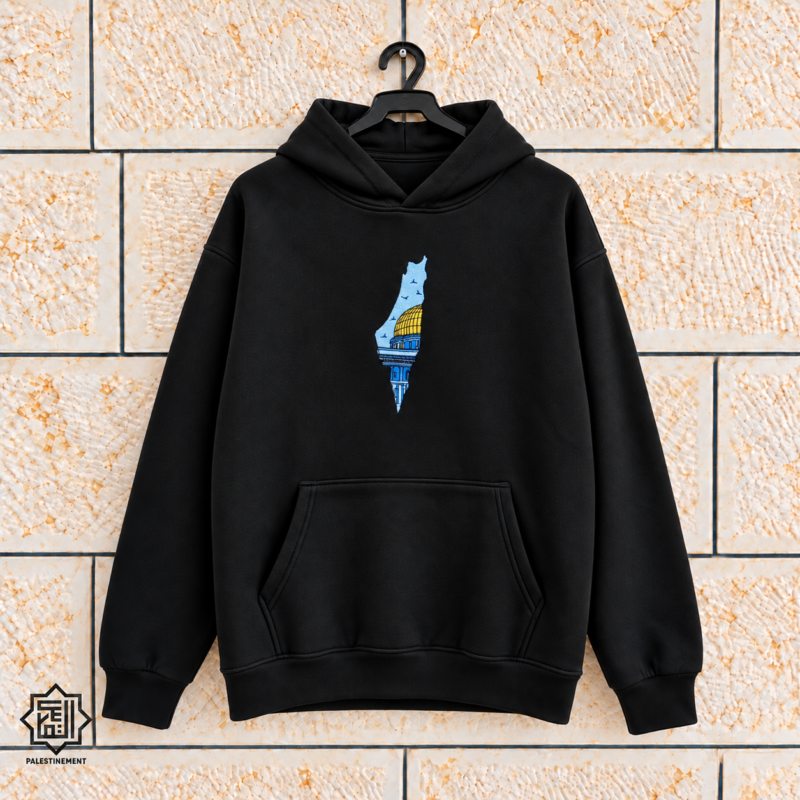 Hoodie noir à carte palestinienne brodée